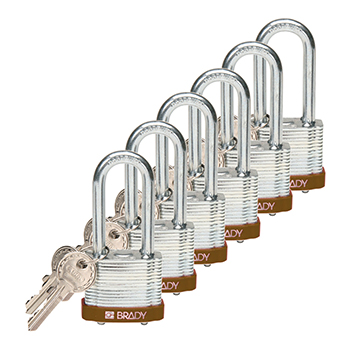 BRADY CADENAS MARRON ACIER LAMINE AVEC ANSE 51 MM EN PAQUET DE 6