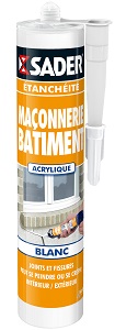 SADER MASTIC MACONNERIE BATIMENT BLANC EN CARTOUCHE DE 310 ML