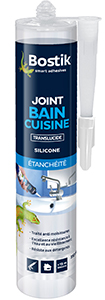 BOSTIK JOINT BAIN CUISINE TRANSPARENT EN CARTOUCHE DE 310 ML - par 12