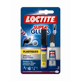 LOCTITE SUPERGLUE 3 SPECIAL PLASTIQUES EN TUBE DE 2 GR+STYLO DE 4 ML